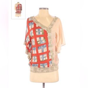 Vanessa Virginia short sleeve blouse red checked